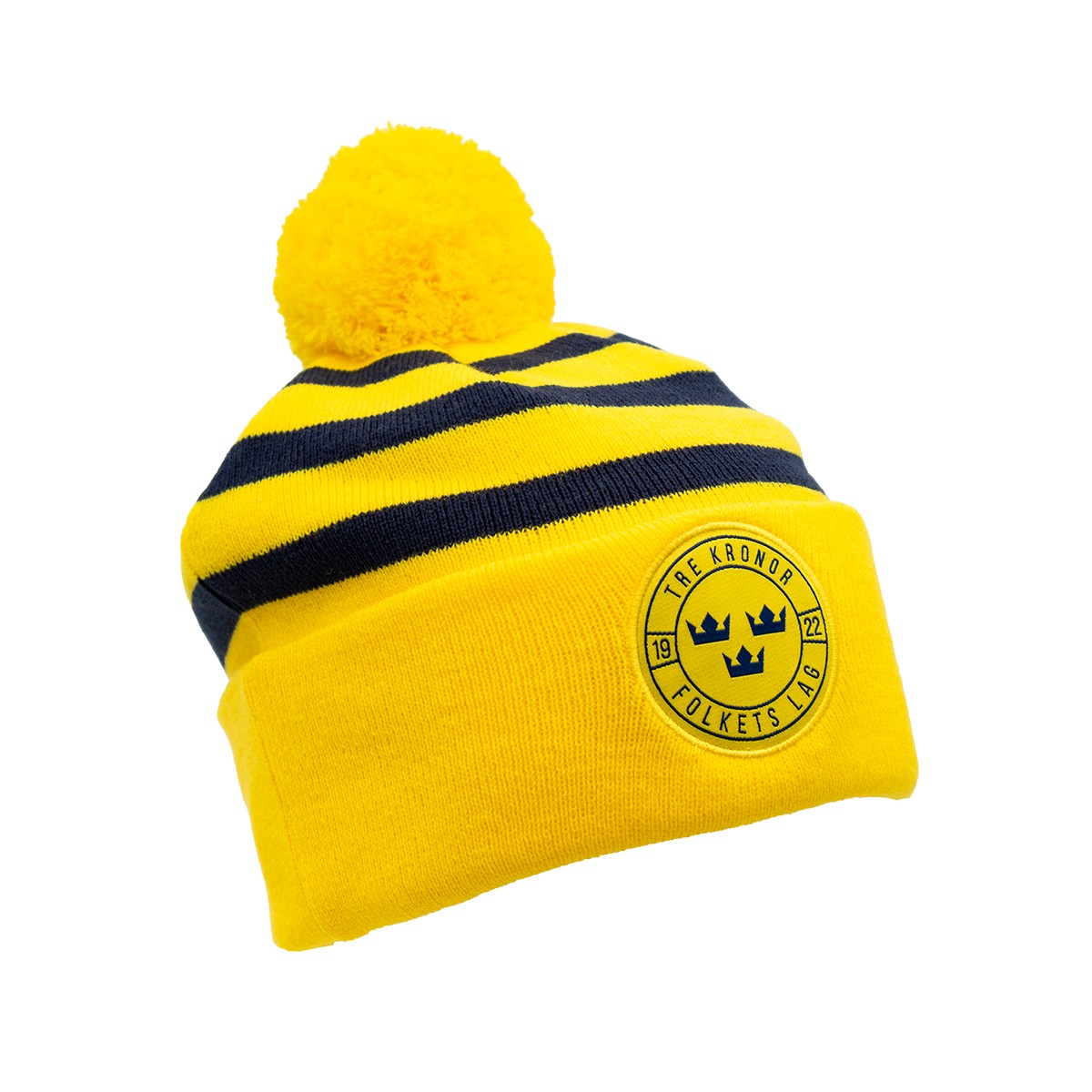 CCM Knitted Pom Pom Hat Tre Kronor-Folkets Lag Yellow & Navy