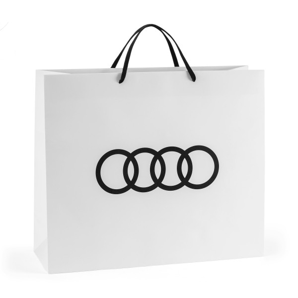 Audi Paper Bag L, white/black - 50-pack