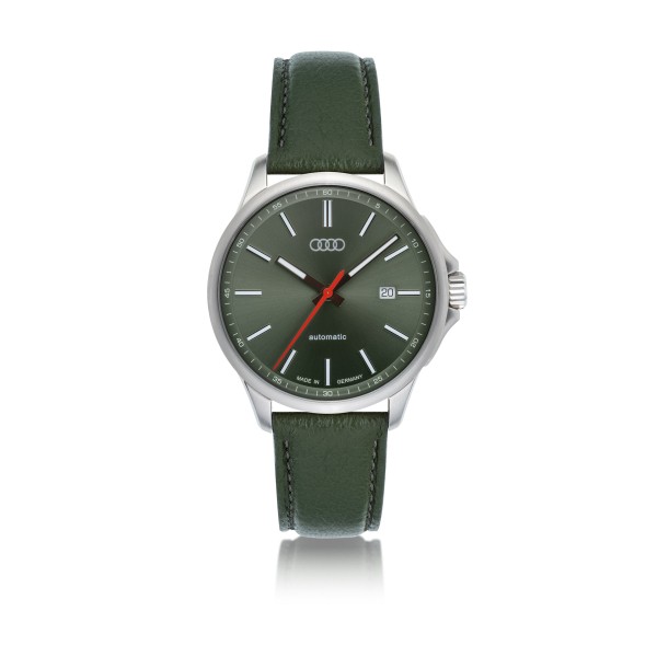 Audi automatic watch, silver/grey-green