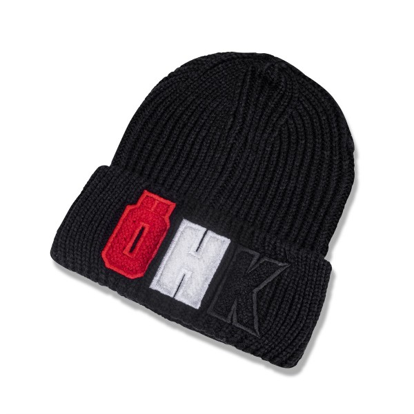 Stickad mössa med fleece märke Svart/Black
