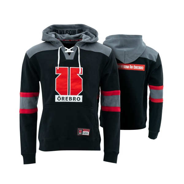 Pond Hockey Jersey Hoodie Svart, Grå & Röd 
