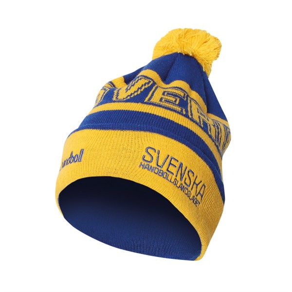 Stickad mössa Gul & Blå/Yellow & Blue