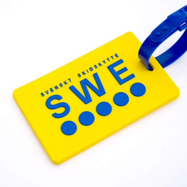 Bagagetag Gummi Svenskt Skidskytte Gul