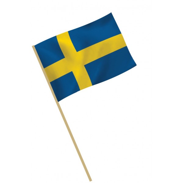 Handflagga Sverige (med träpinne)
