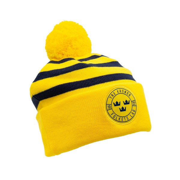 CCM Knitted Pom Pom Hat Tre Kronor-Folkets Lag Yellow & Navy