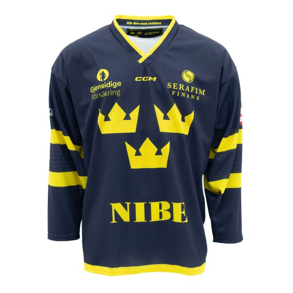 CCM Matchreplika Sublimerad Marinblå med Sponsorer, SR storlekar